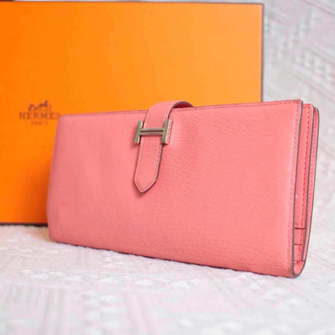 美品！Hermes エルメス　ベアンスフレ　ローズ　ピンク　長財布　ウォレット