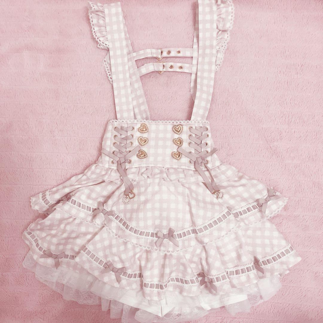 ♥リズリサ はしごリボンギンガムティアードスカパン♥