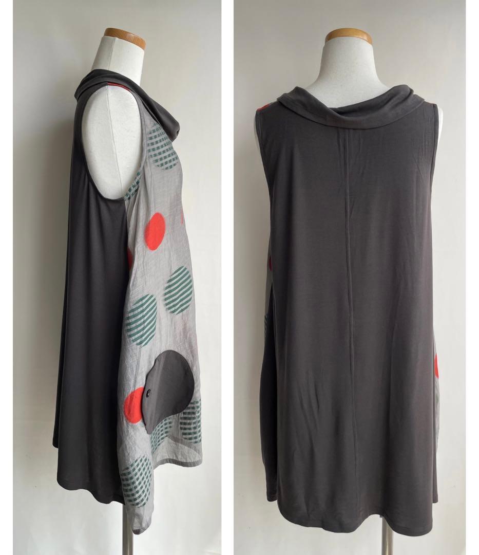 極美品✨センソユニコ　t.b ティービー　切り替えチュニック　シルク　ドット模様