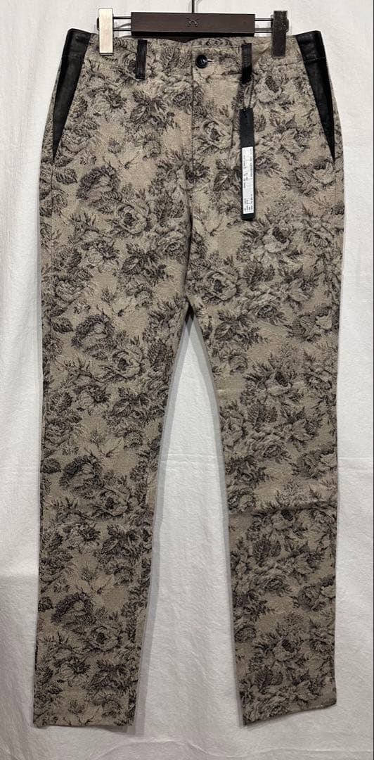新品BACKLASHフラワー柄ジャガードパンツ/バックラッシュレザースラックス
