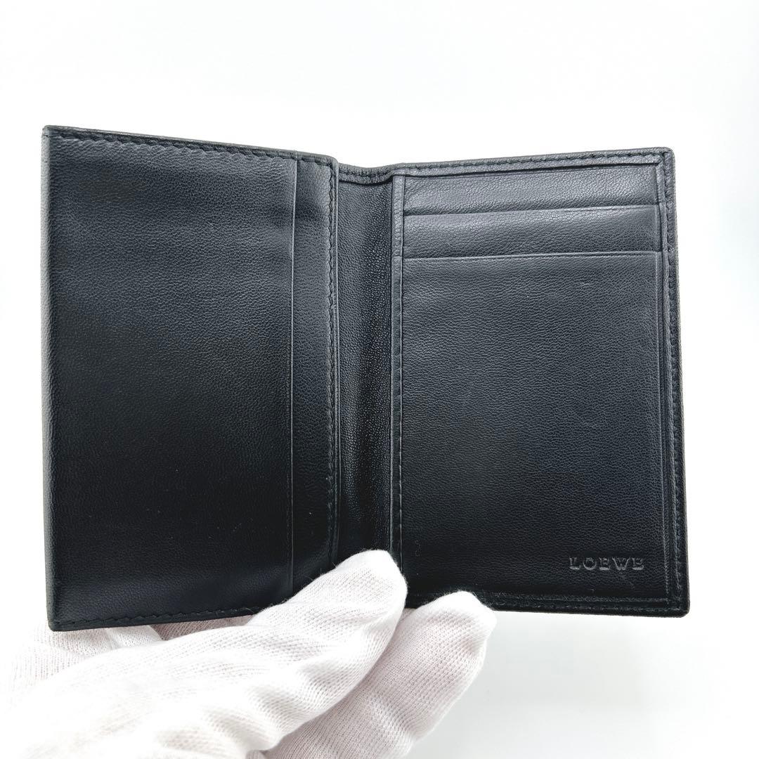 極美品✨　ロエベ　名刺入れ　カードケース　アナグラム　本革　レザー　ビジネス　黒