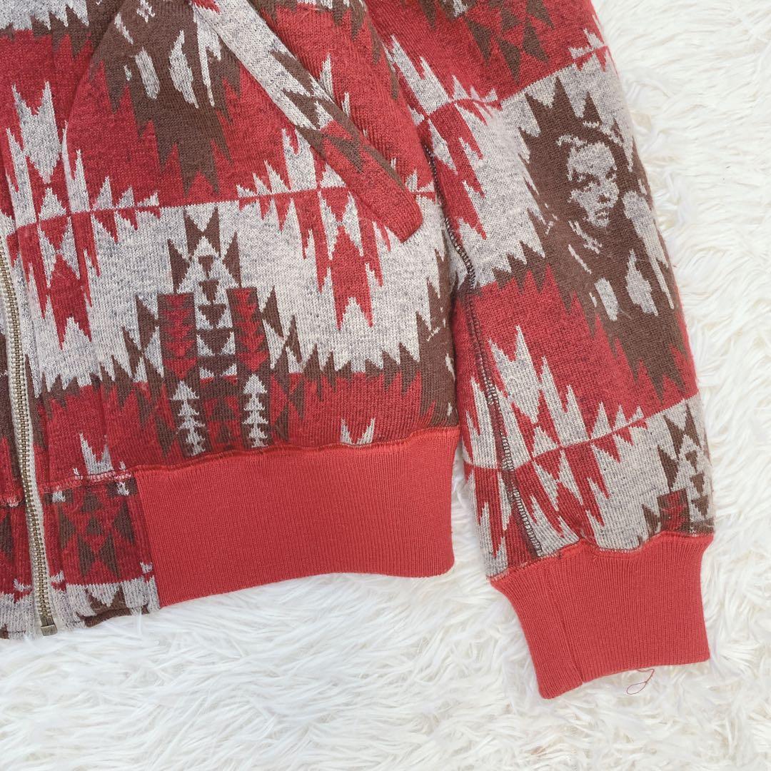 ヒステリックグラマー ネイティブ柄ブルゾン フルジップ ヒスガール 赤 男女兼用