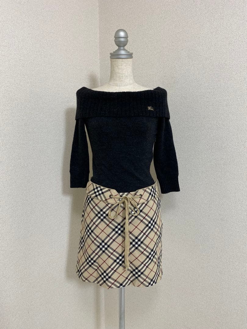 BURBERRY BLUE LABEL オフショルダー ワンピース ベルト