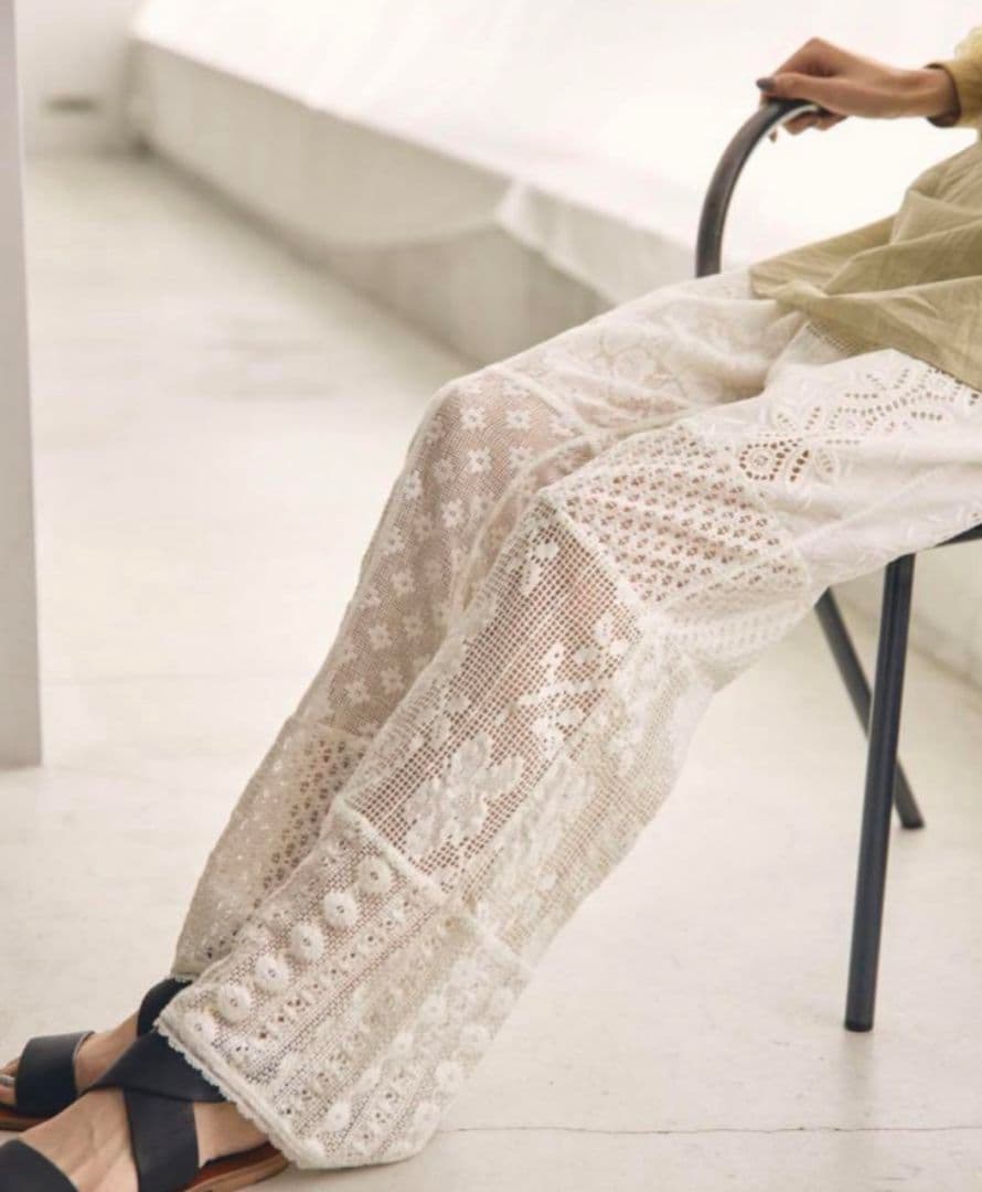 値下げ TODAYFUL パッチワークレースパンツ