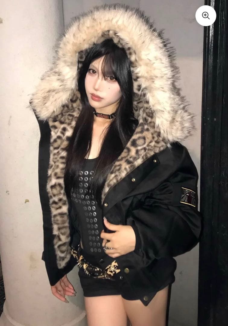 レオパード柄フード付きジャケット M zipperclub