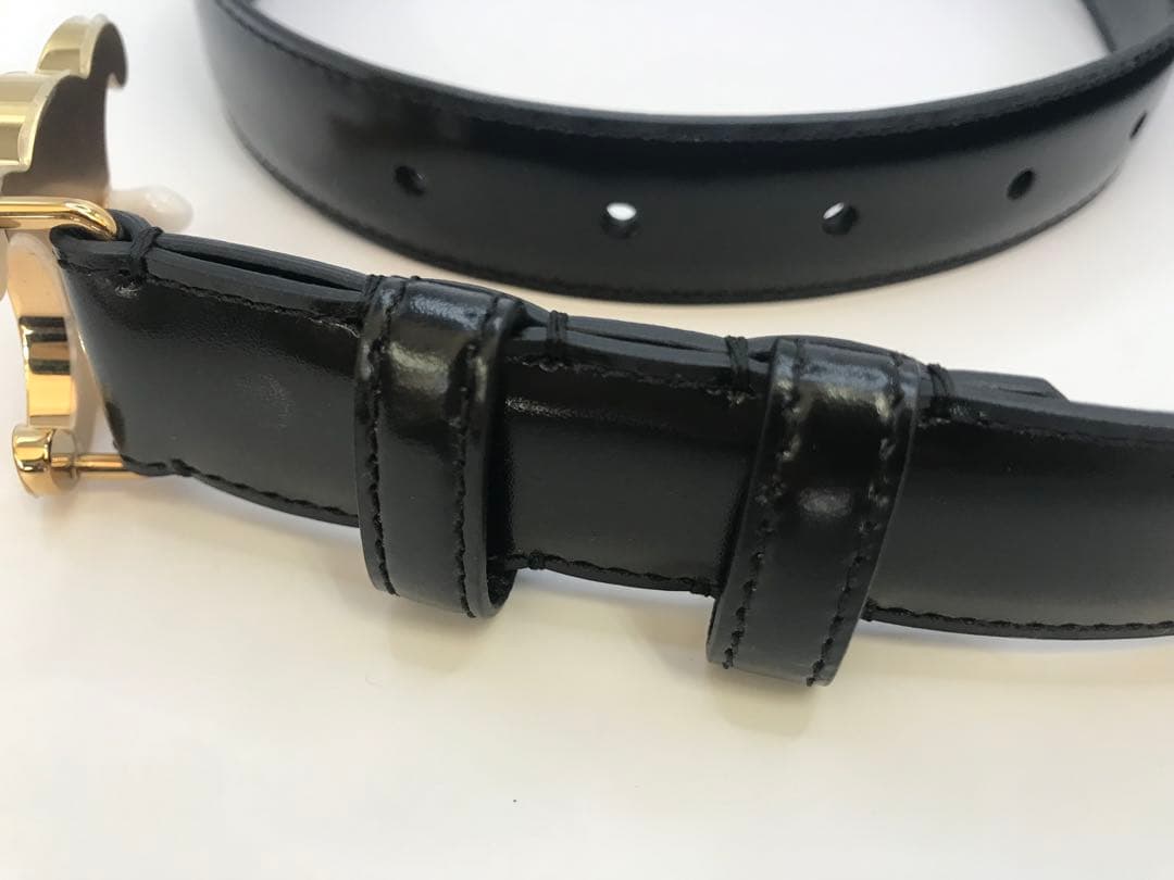 セリーヌ ベルト トリオンフ ゴールド金具 黒サイズ70 レザー保存袋