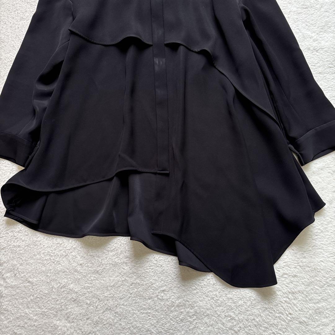 ENFOLD エンフォルド PEツイル フレアシャツ ブラウス ブラック 38