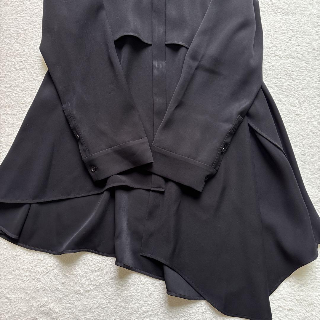 ENFOLD エンフォルド PEツイル フレアシャツ ブラウス ブラック 38