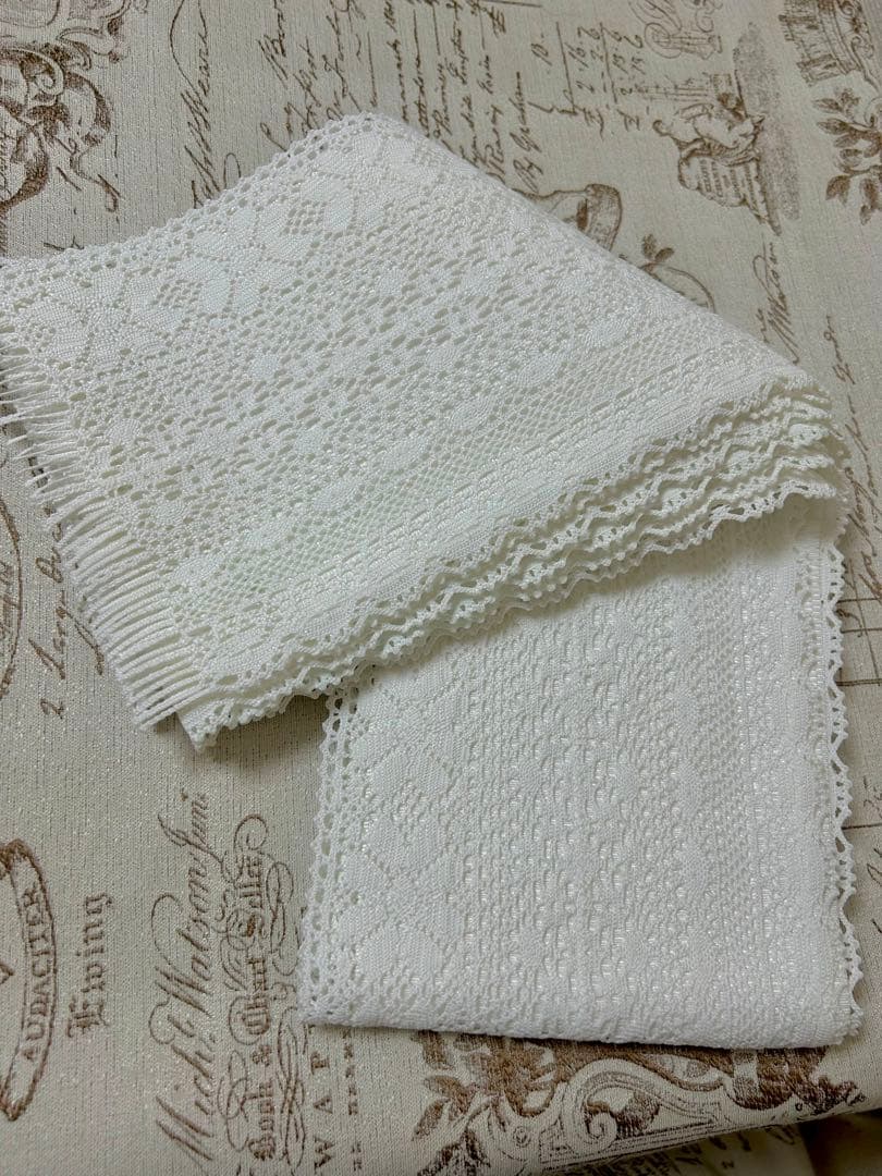 撫松庵　レース　半幅帯　ホワイト