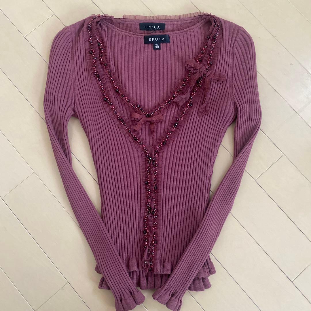EPoca リブ編みパープルトップス ITL 40