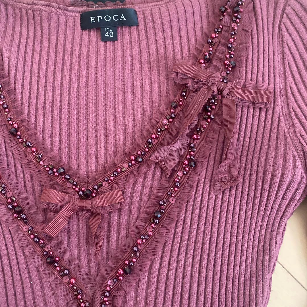 EPoca リブ編みパープルトップス ITL 40