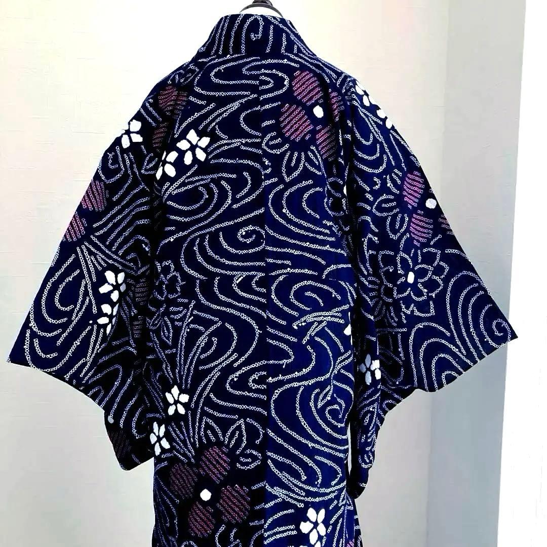 かなろうず　有松鳴海絞り浴衣　手縫い　上質　濃紺　絞り浴衣　No.6-68