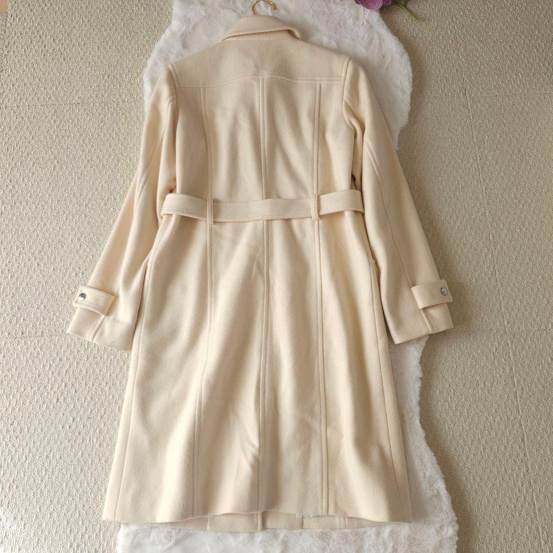 クレージュ ベルト付きウールコート オフホワイト 38サイズ