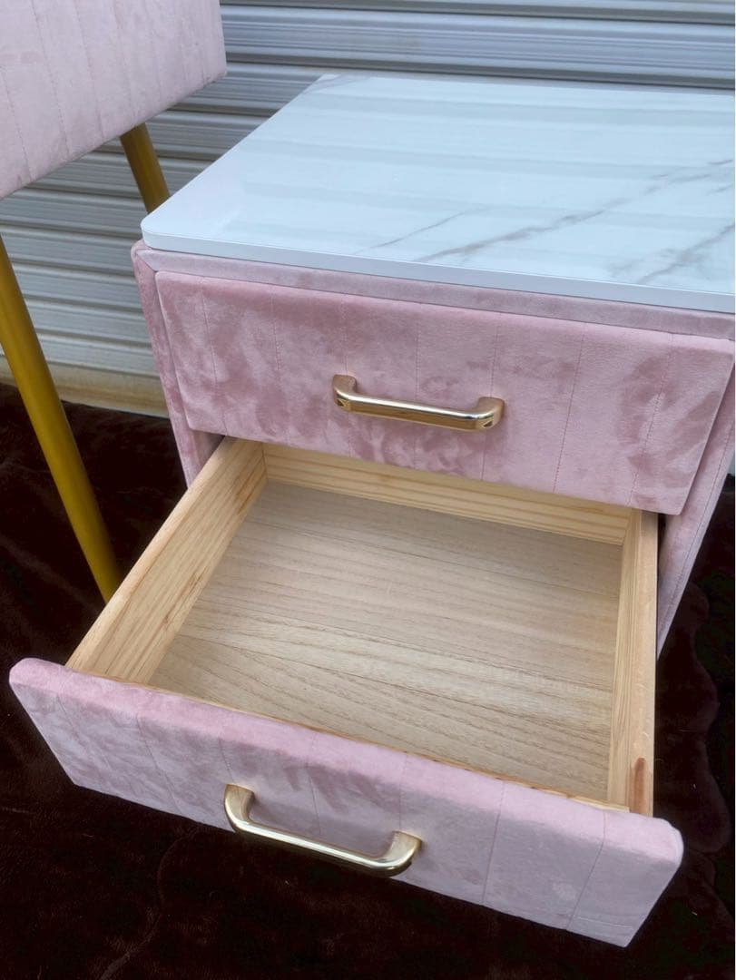 【雨宮】大理石風 ドレッサーセット 鏡付き※椅子はつきません。