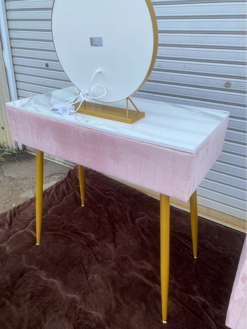 【雨宮】大理石風 ドレッサーセット 鏡付き※椅子はつきません。