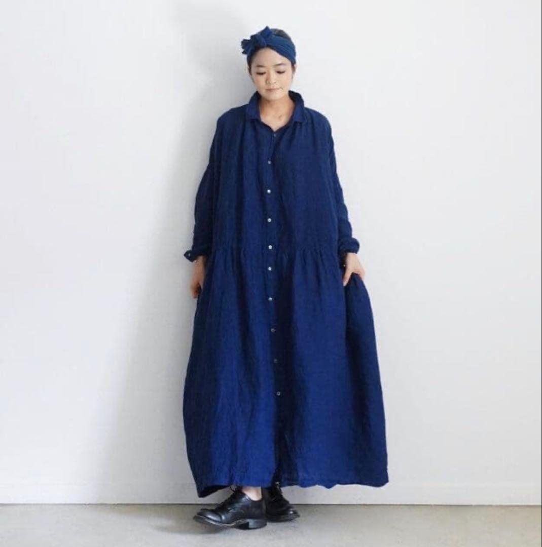 ICHI Antiquites イチアンティークス リネン シャツワンピース