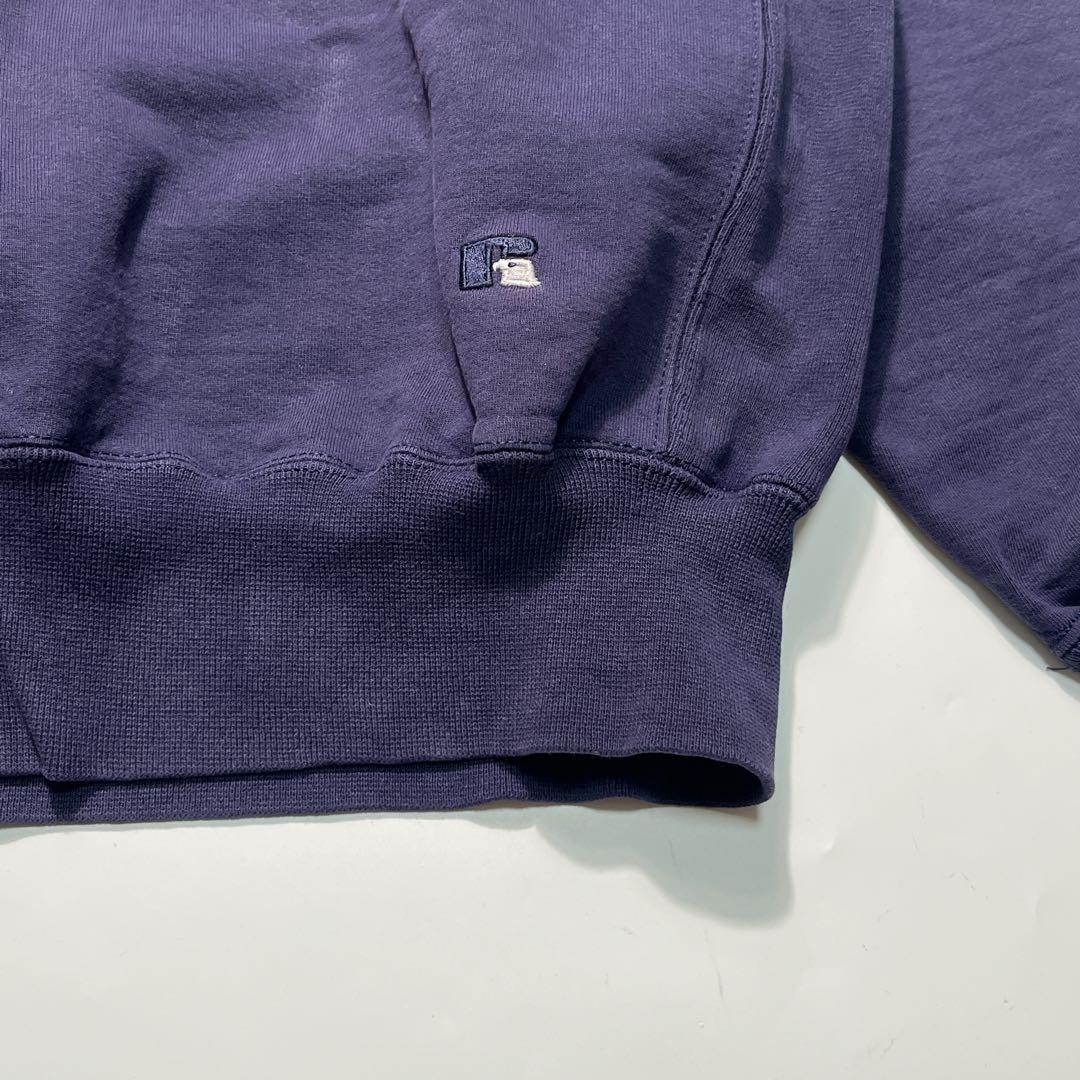 90s ラッセル USA製 リバースウィーブ型 ナス紺 ミシガン 前V 7668