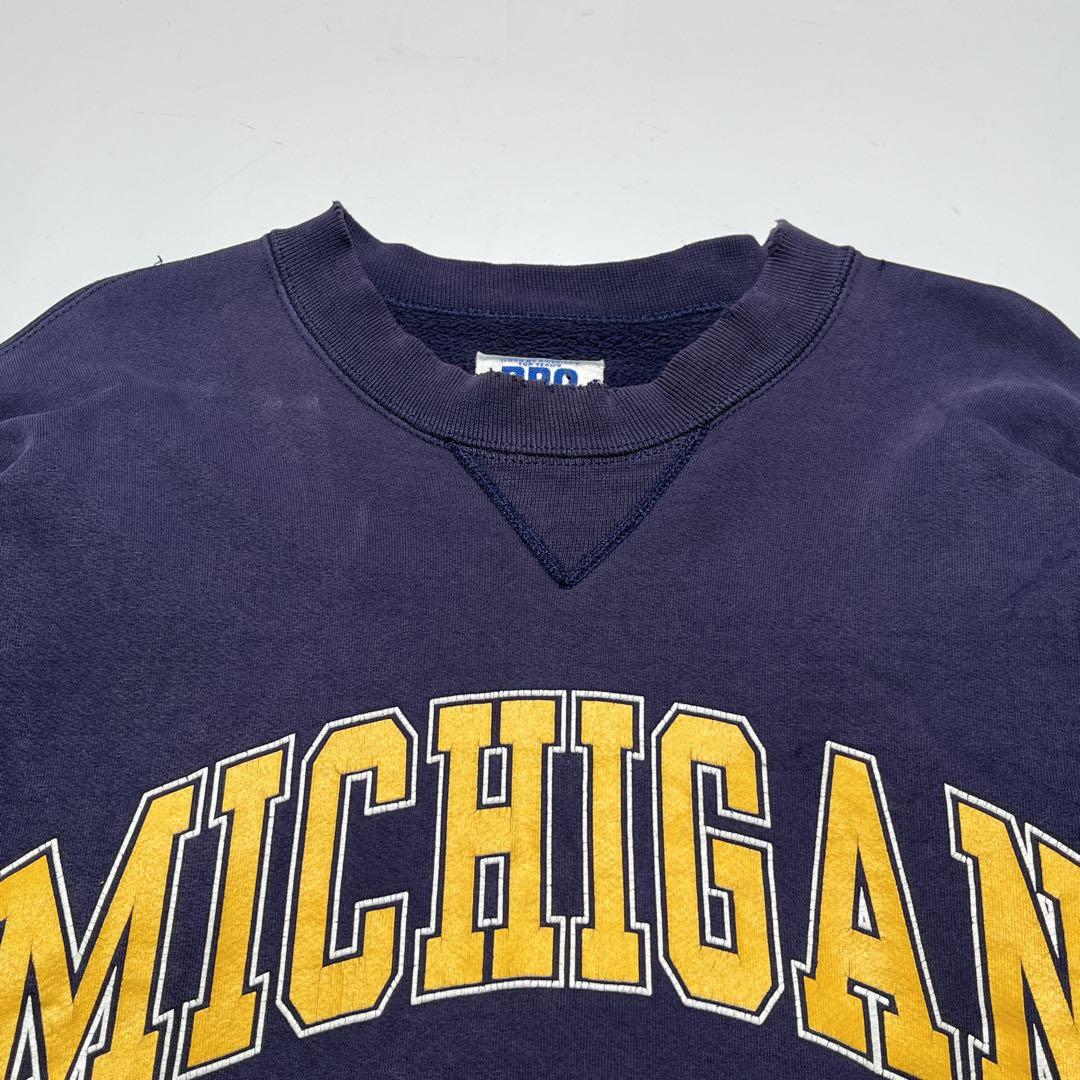 90s ラッセル USA製 リバースウィーブ型 ナス紺 ミシガン 前V 7668