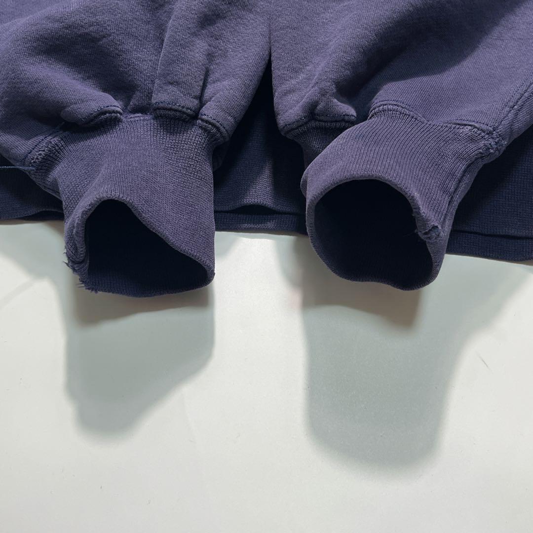 90s ラッセル USA製 リバースウィーブ型 ナス紺 ミシガン 前V 7668