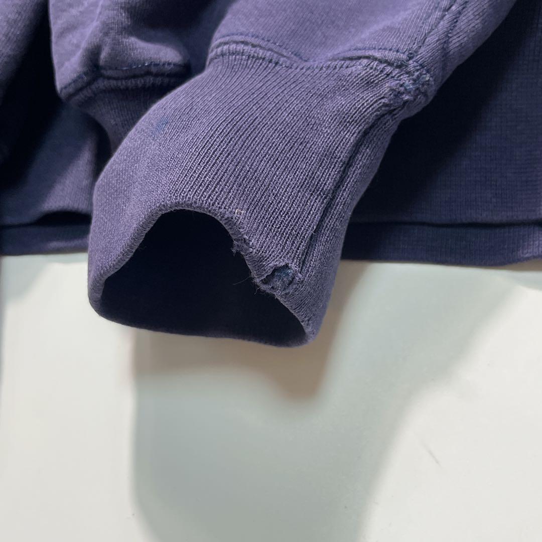 90s ラッセル USA製 リバースウィーブ型 ナス紺 ミシガン 前V 7668