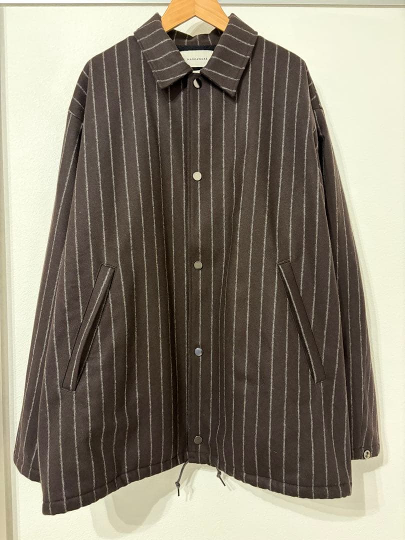 MARKAWARE ダークブラウン ストライプ カバーオール