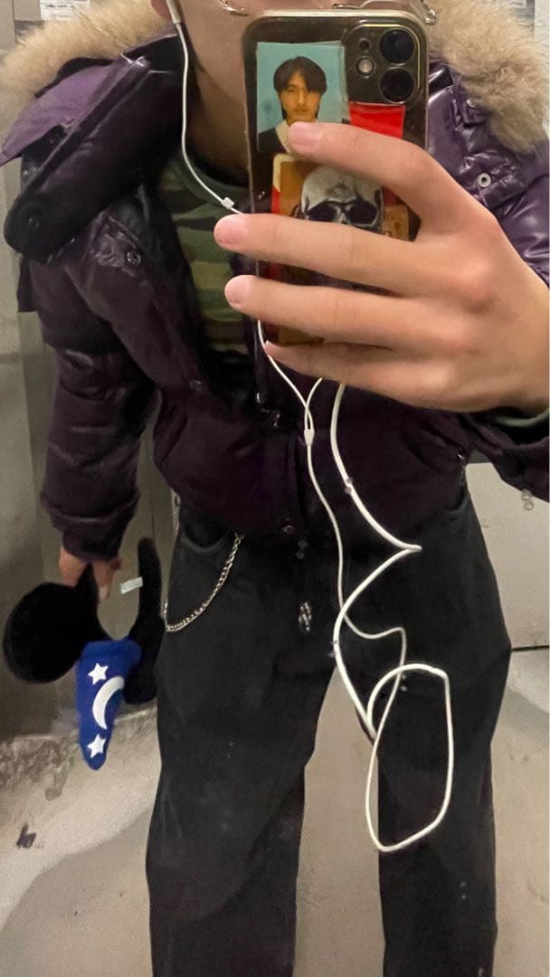 『archive』y2k グランジ光沢パープル ファー付きダウンジャケット