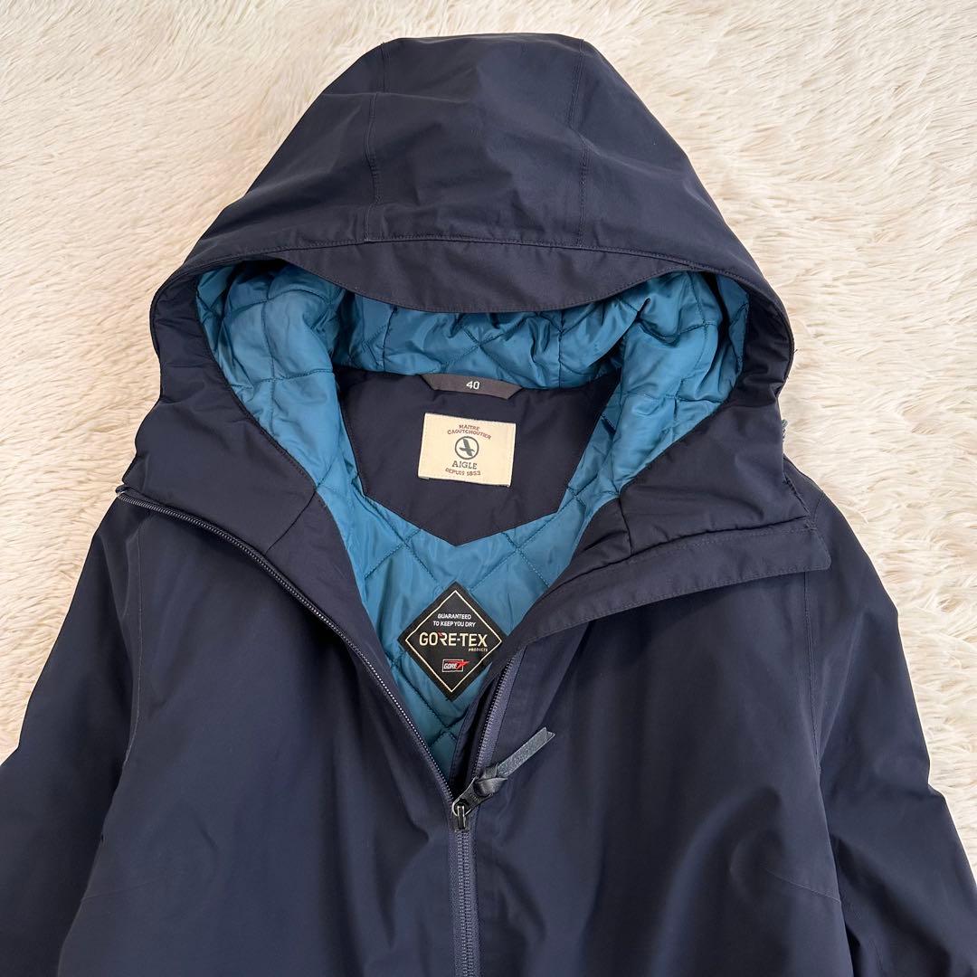 美品 エーグル 洗える ゴアテックス コート ジャケット キルティング 濃紺 L