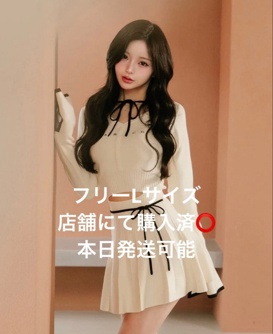 Darich ウエストオープンリボンデザインニットミニワンピース　IVO