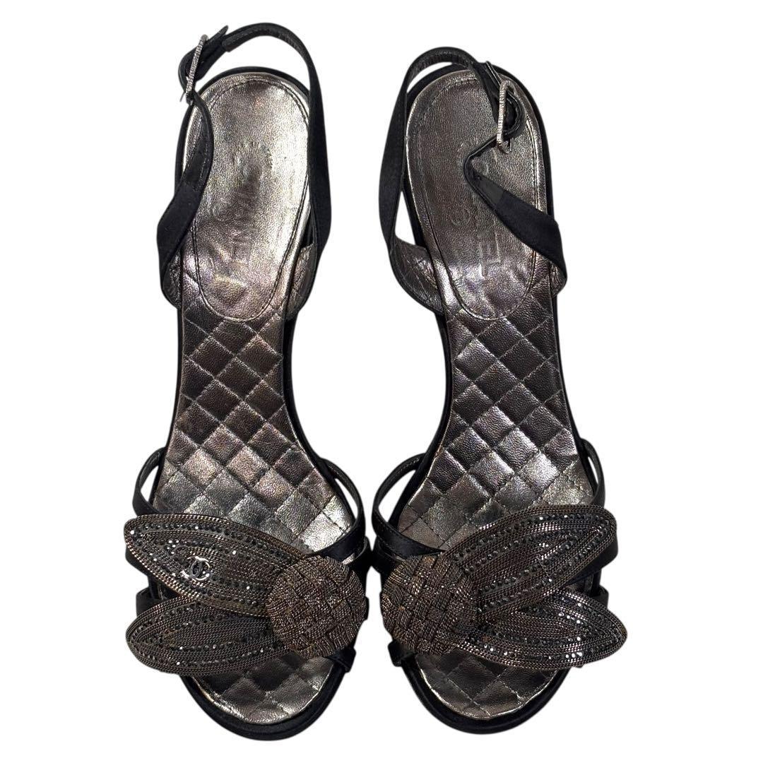 シャネル 37 24 サンダル マトラッセ ココマーク ブラック ビジュー