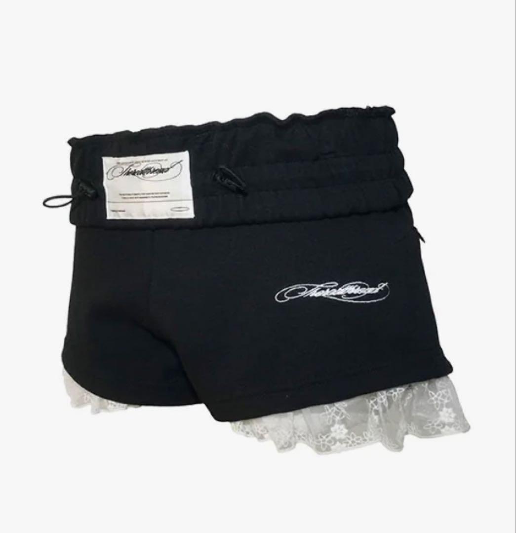 パンツ theredthread S jersey shorts lace black
