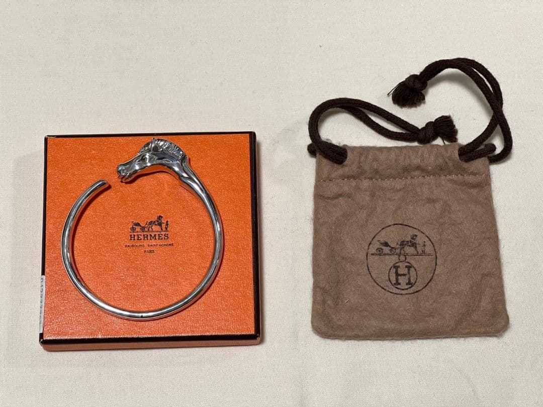 HERMES エルメス シュバルホース バングル メタル シルバー ヴィンテージ