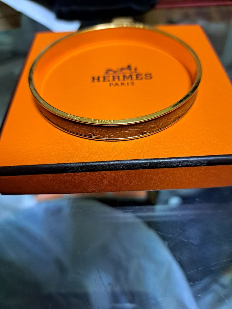 最終‼美品！HERMES バングルケリーカデナ ゴールドベージュ茶系 BOX付き