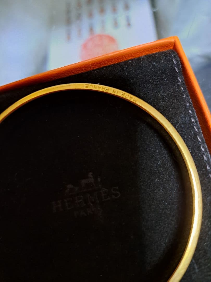 最終‼美品！HERMES バングルケリーカデナ ゴールドベージュ茶系 BOX付き