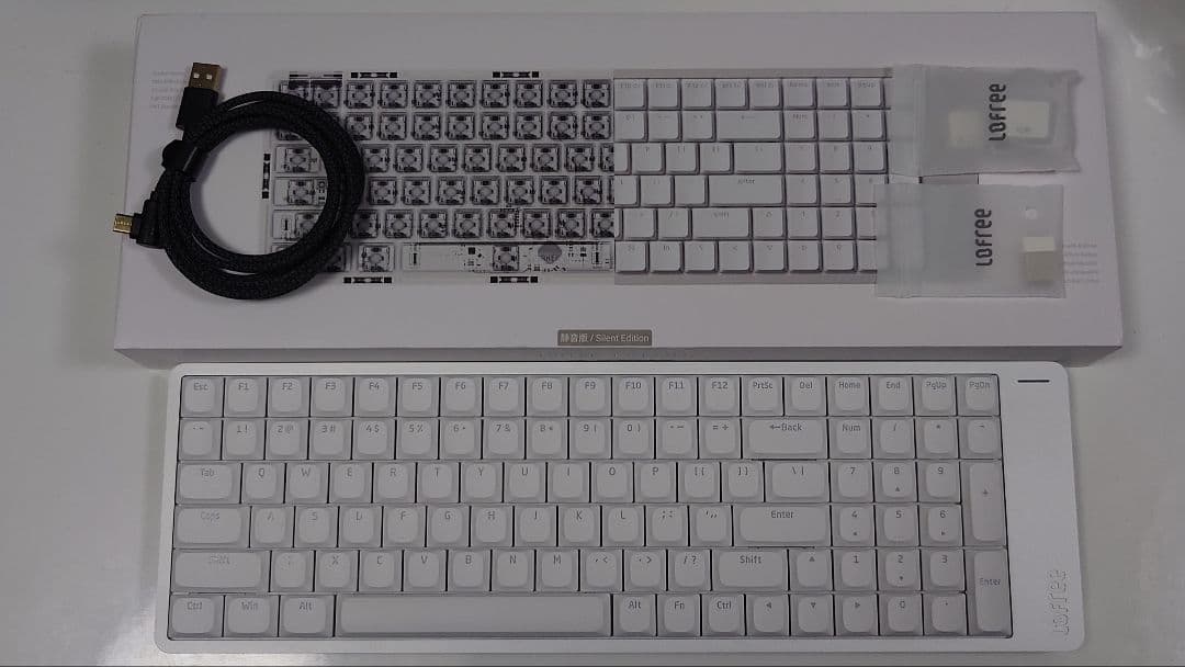 【特別限定カスタム】LOFREE FLOW2シルバー★100キー★超ロープロ仕様