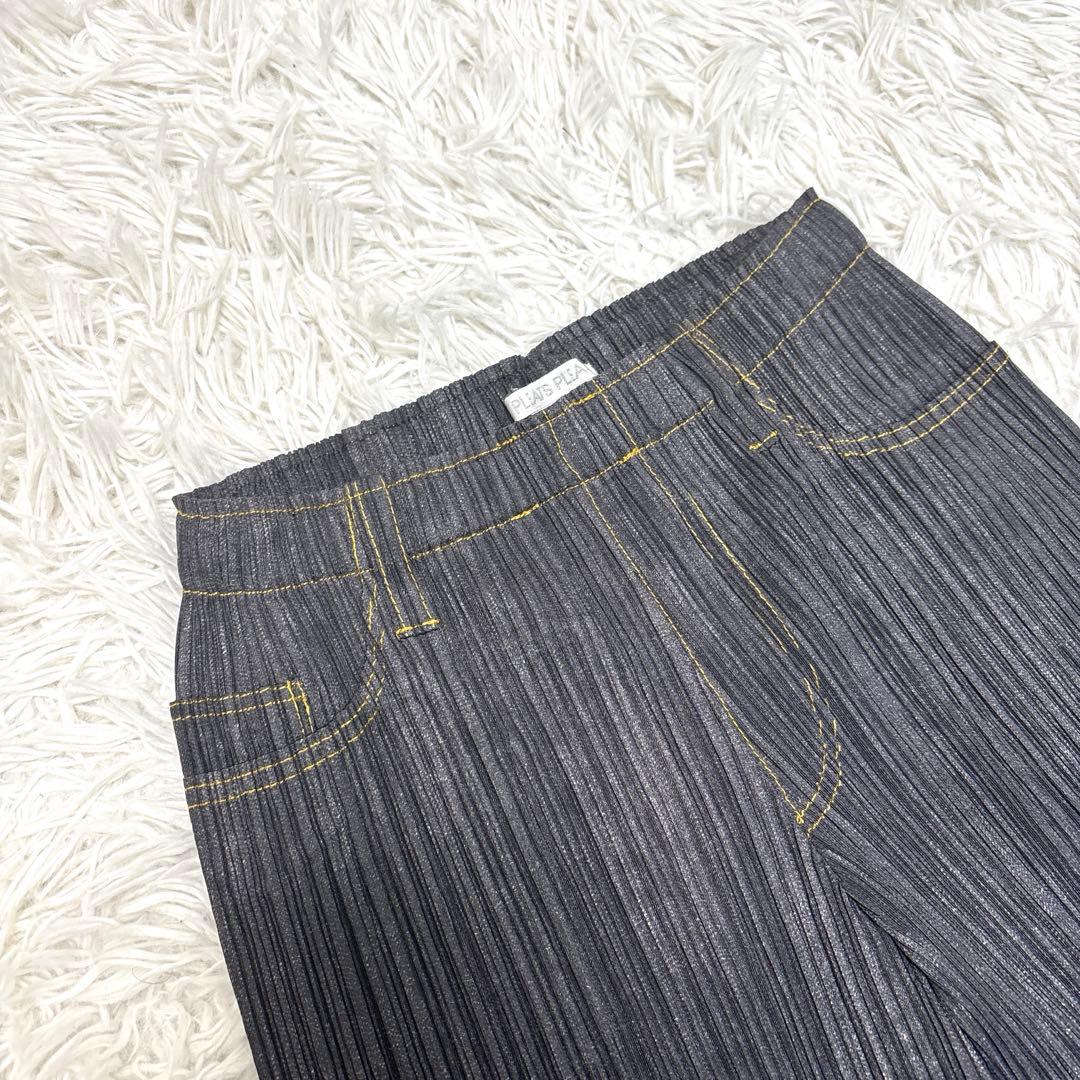 【美品】PLEATS PLEASE プリーツプリーズ デニム転写 ハーフパンツ