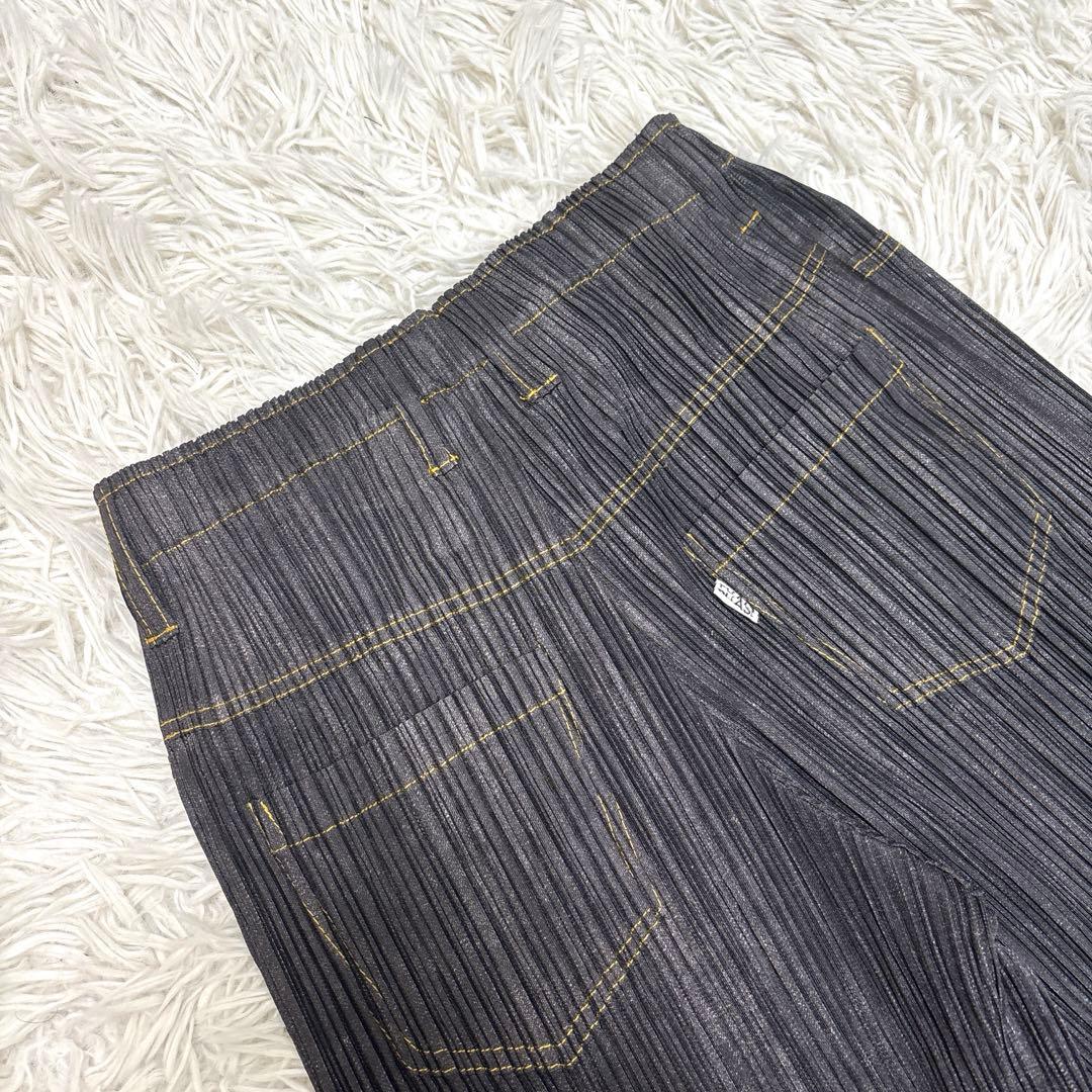 【美品】PLEATS PLEASE プリーツプリーズ デニム転写 ハーフパンツ