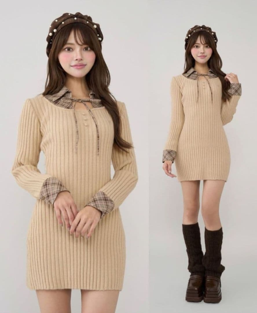 Daritch レイヤードライクニットミニワンピース