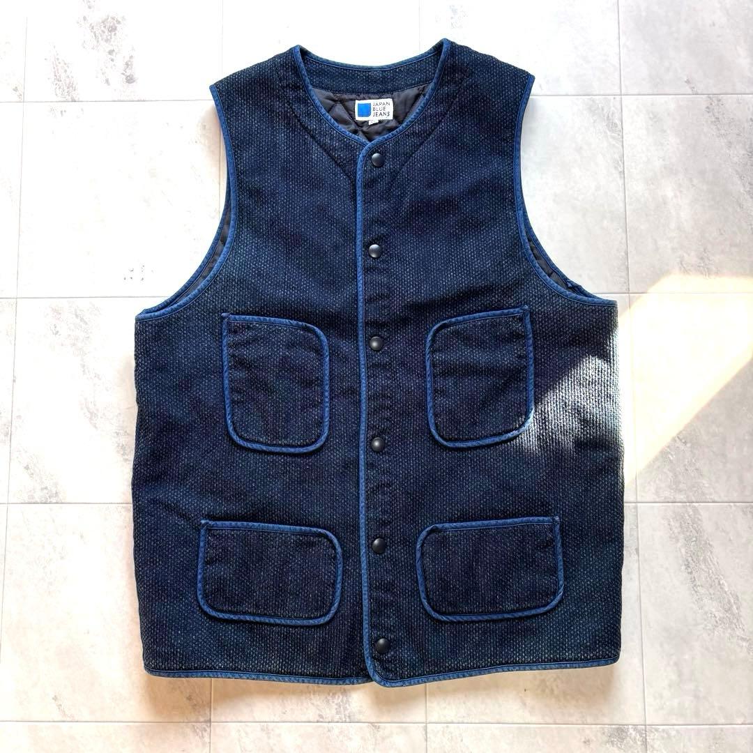 【超希少】ジャパンブルージーンズ 刺子パディングベスト XL 日本製 インディゴ