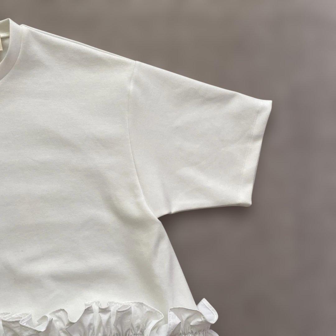 THREE SQUARE ペプラムコンビハーフスリーブプルオーバー