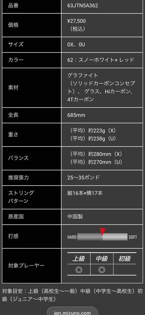 ACROSPEED V-01 アクロスピード ミズノ ラケット