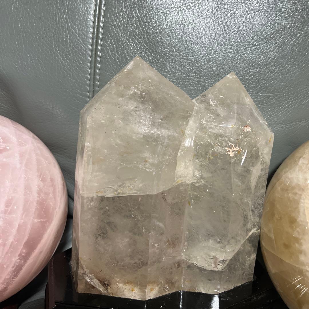 まとめ大特価！水晶ダブルポイント、ローズクォーツ、イエローカルサイト　大玉！