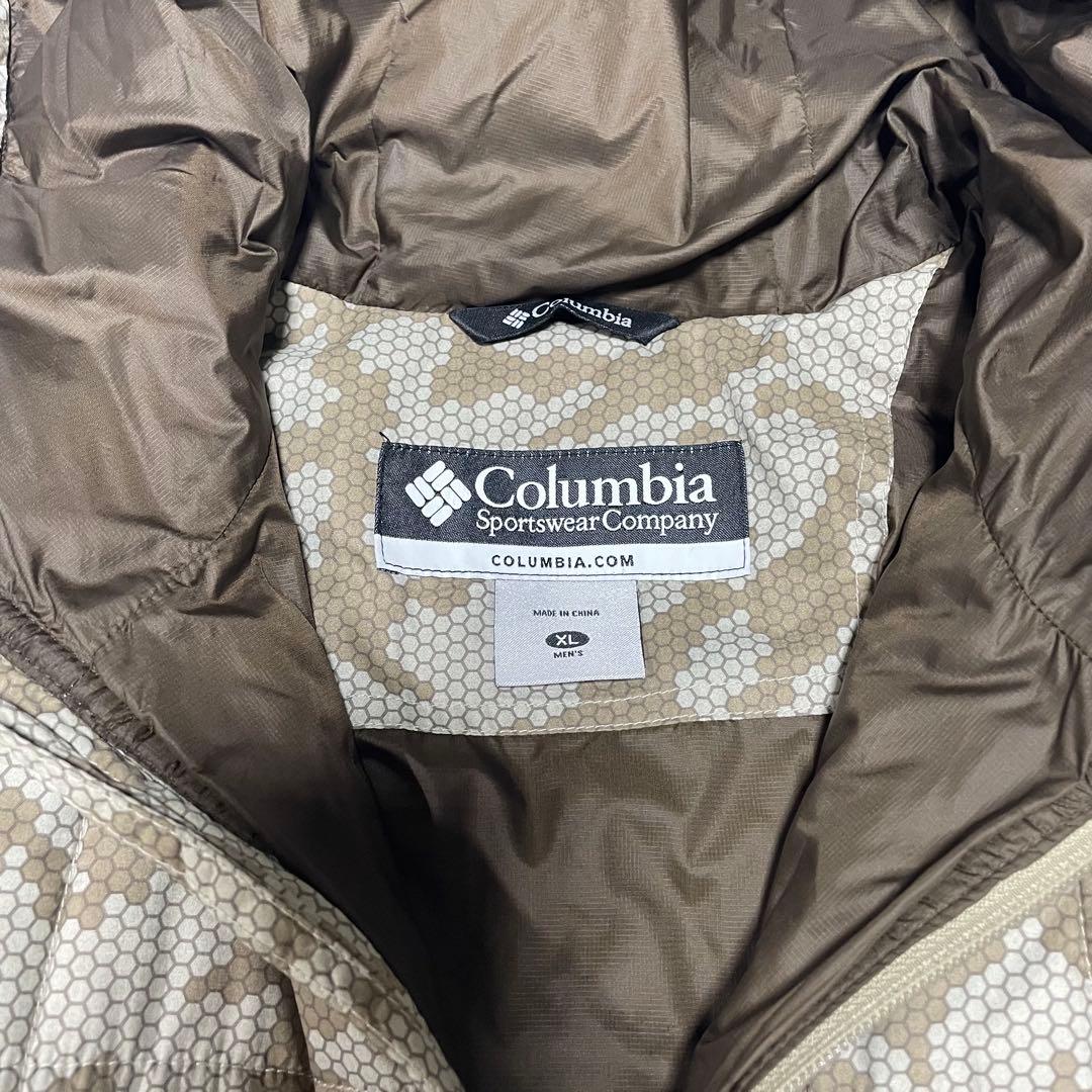 コロンビア hooded puffer jacket ハニカム　迷彩　XL 短丈