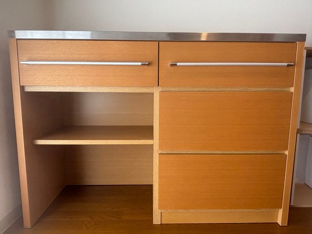 【送料込み】天然木 キッチンカウンター カップボード 120cm