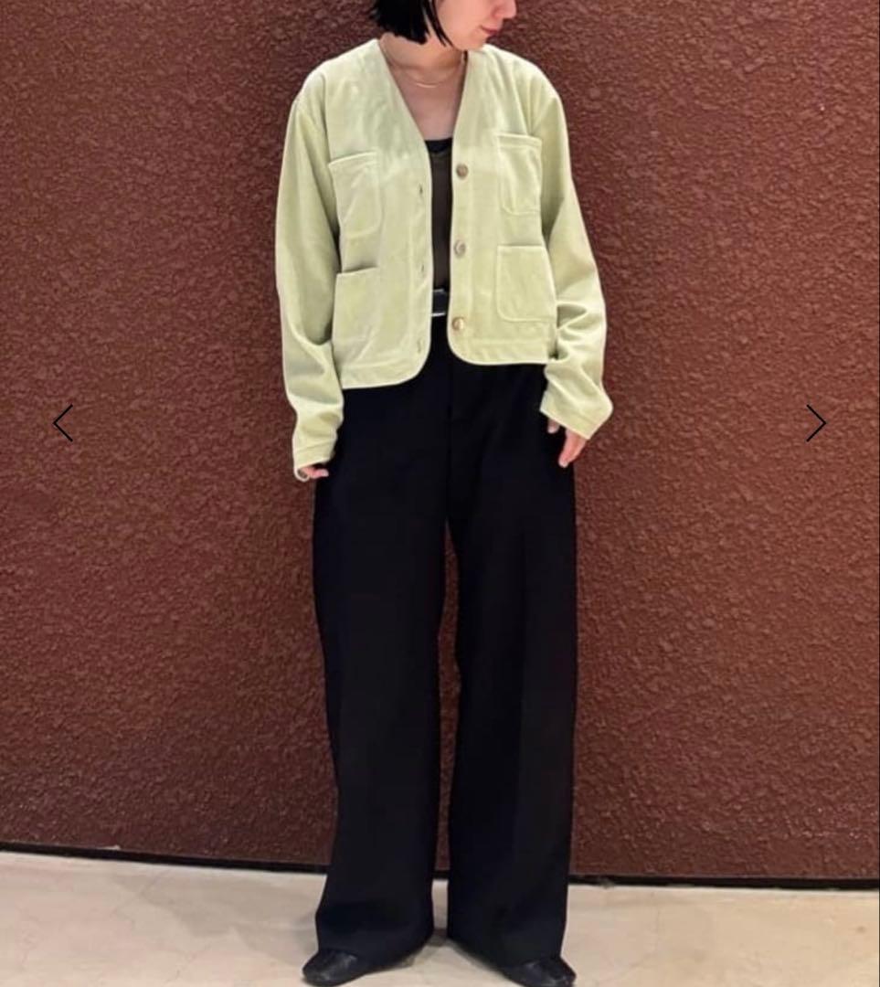 今期2026春夏<6（ROKU）＞ベロア カラー カーディガン