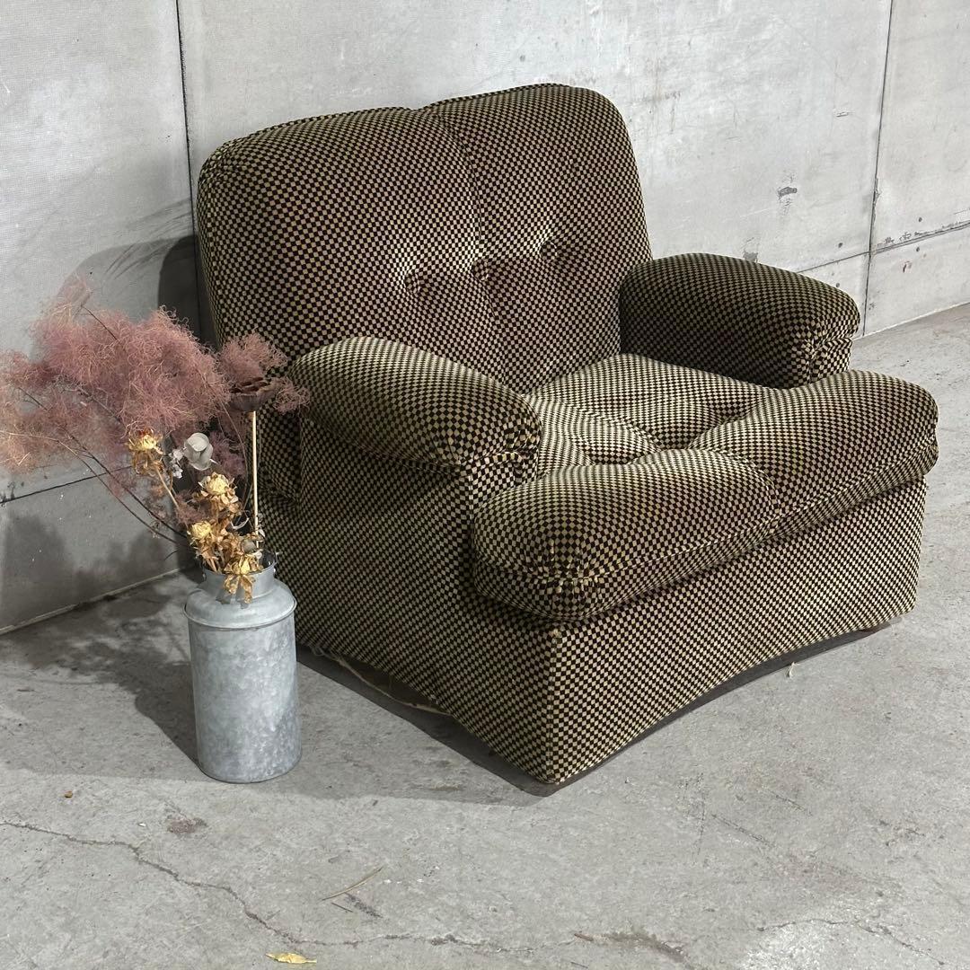 テ*ン様 ✦70’s✦昭和レトロ 千鳥格子 1人掛けソファ｜昭和レトロ ミッドセ