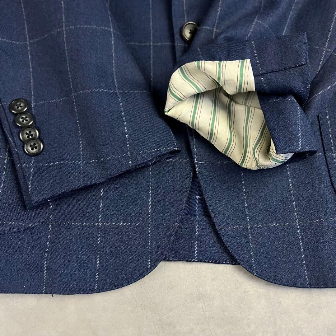 バーニーズニューヨーク テーラードジャケット 48 カノニコ生地 ウィンドウペン