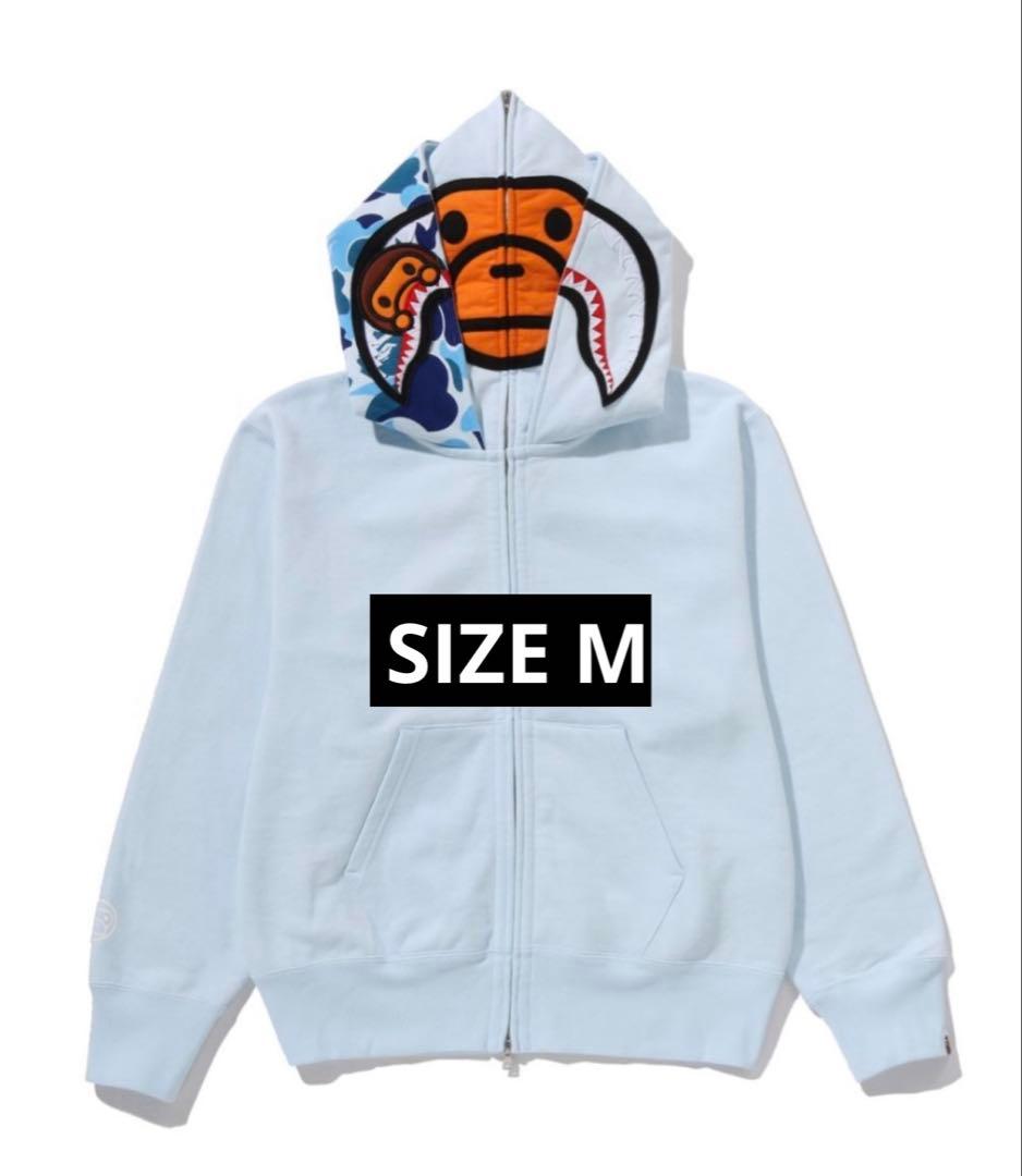 トップス BAPE MILO SHARK FULL ZIP DOUBLE HOODIE M