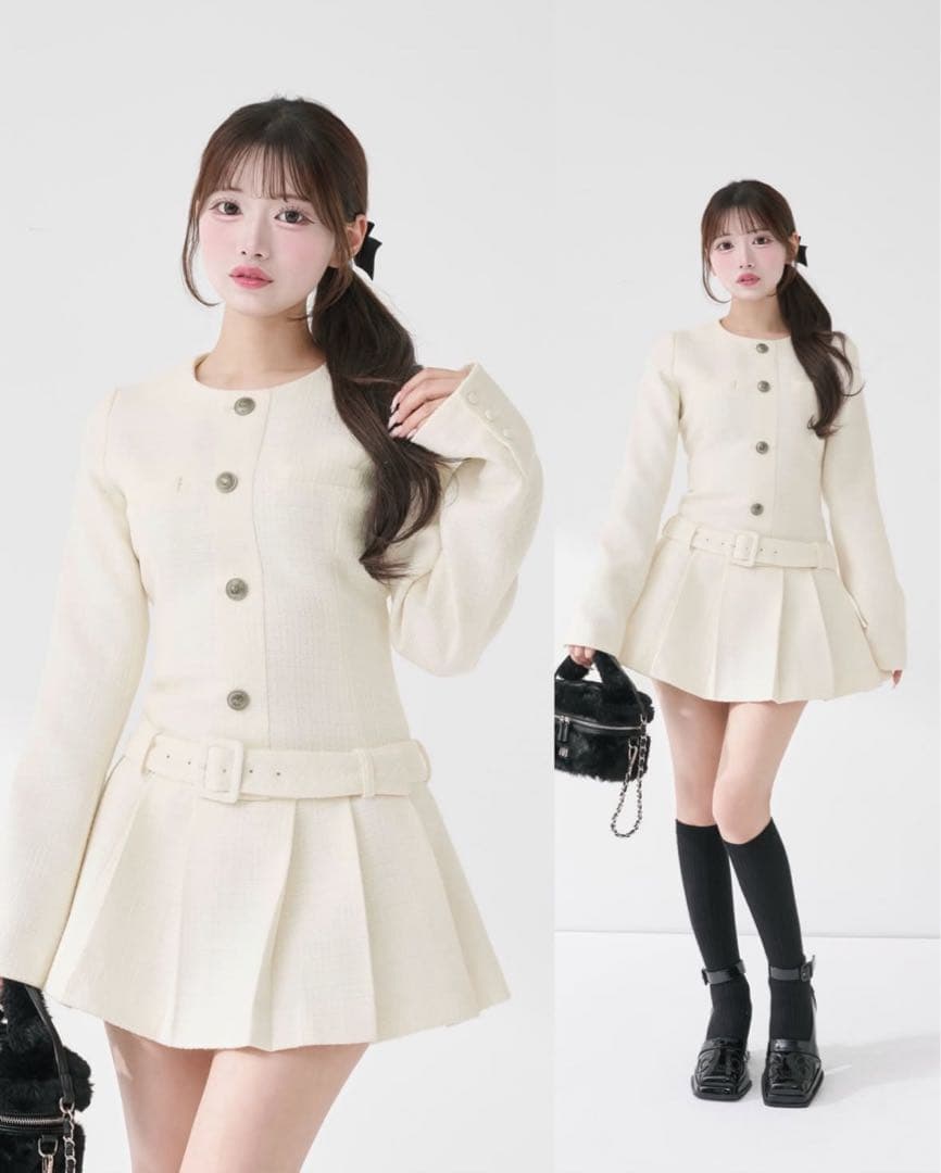 Darich（ダーリッチ） ボックスプリーツツイードミニワンピース