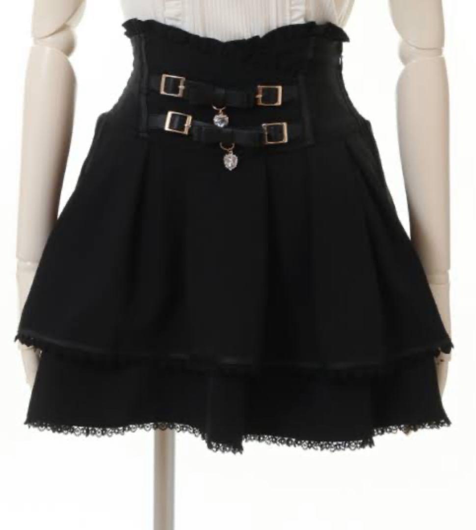 リズリサ 2連リボンベルトスカパン 黒