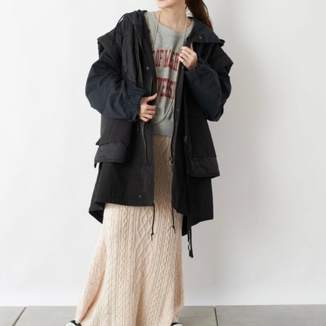 etsinta エシンタ マルチウェイモッズコート ベスト付き ブラック
